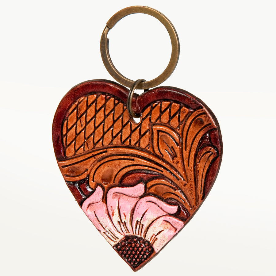 American Darling ADKR181 Hand Tooled Carved Genuine Leather Keyring – by Hilason – Cowboy and equestrian accessories