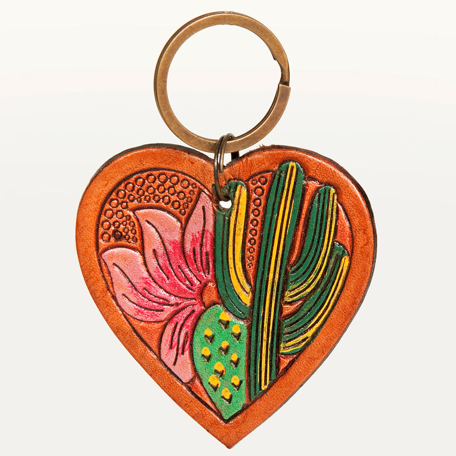 American Darling ADKR182 Hand Tooled Carved Genuine Leather Keyring – by Hilason – Cowboy and equestrian accessories