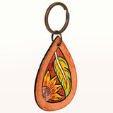 American Darling ADKR184 Hand Tooled Carved Genuine Leather Keyring