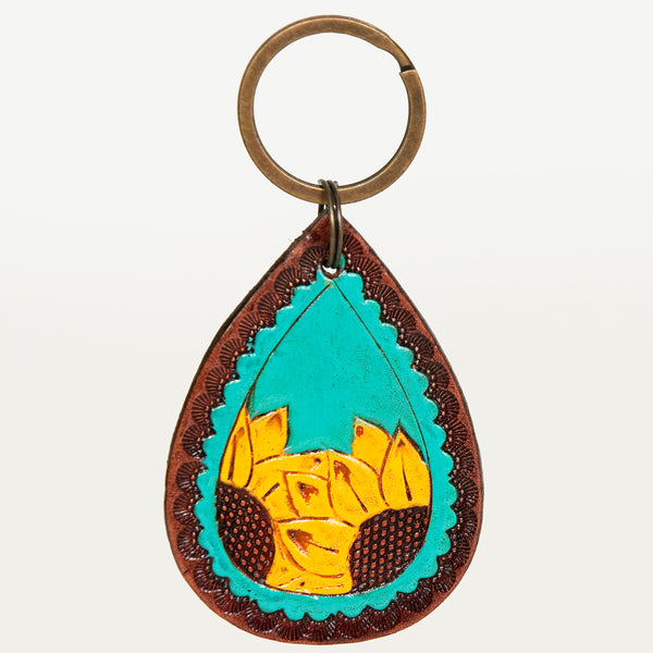 American Darling ADKR185 Hand Tooled Carved Genuine Leather Keyring – by Hilason – Cowboy and equestrian accessories