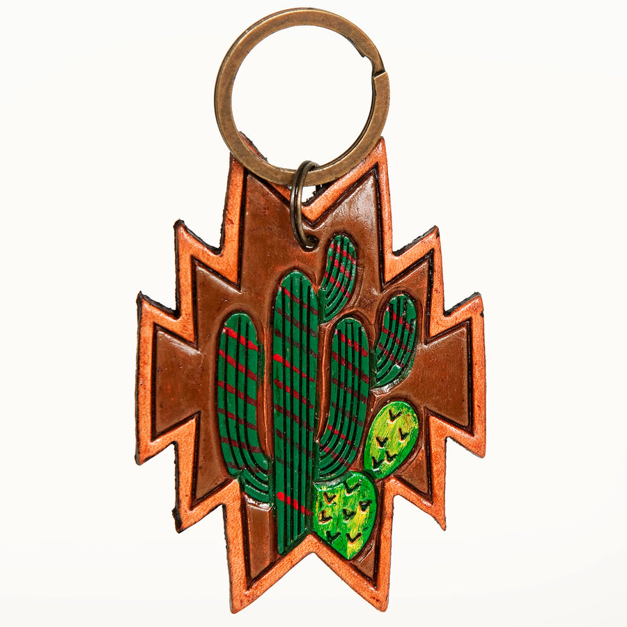 American Darling ADKR186 Hand Tooled Carved Genuine Leather Keyring – by Hilason – Cowboy and equestrian accessories