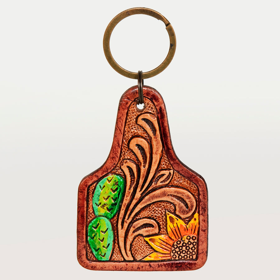 American Darling ADKR188 Hand Tooled Carved Genuine Leather Keyring – by Hilason – Cowboy and equestrian accessories