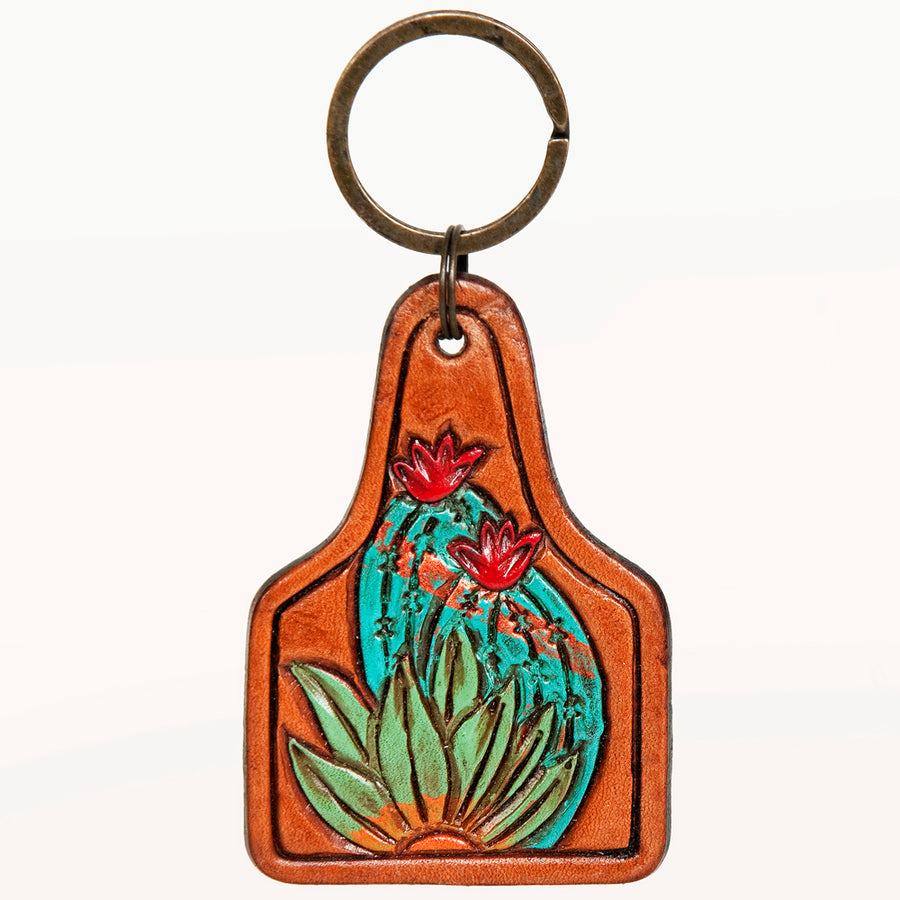 American Darling ADKR189 Hand Tooled Carved Genuine Leather Keyring – by Hilason – Cowboy and equestrian accessories