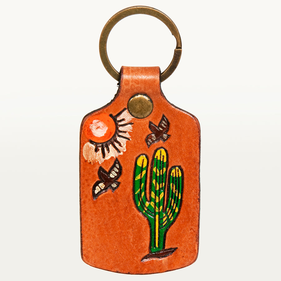 American Darling ADKR192 Hand Tooled Carved Genuine Leather Keyring – by Hilason – Cowboy and equestrian accessories
