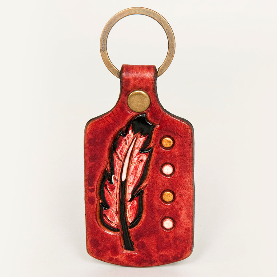 American Darling ADKR193 Hand Tooled Carved Genuine Leather Keyring – by Hilason – Cowboy and equestrian accessories