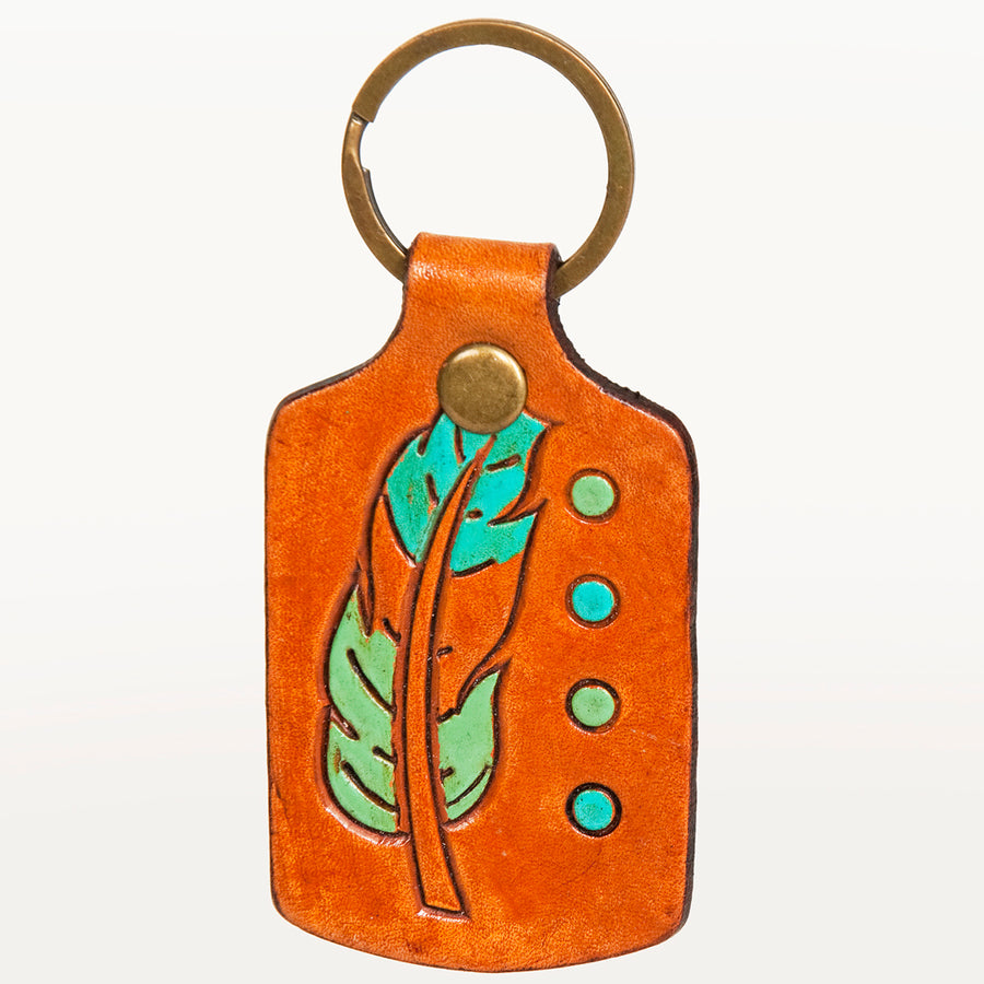 American Darling ADKR194 Hand Tooled Carved Genuine Leather Keyring – by Hilason – Cowboy and equestrian accessories