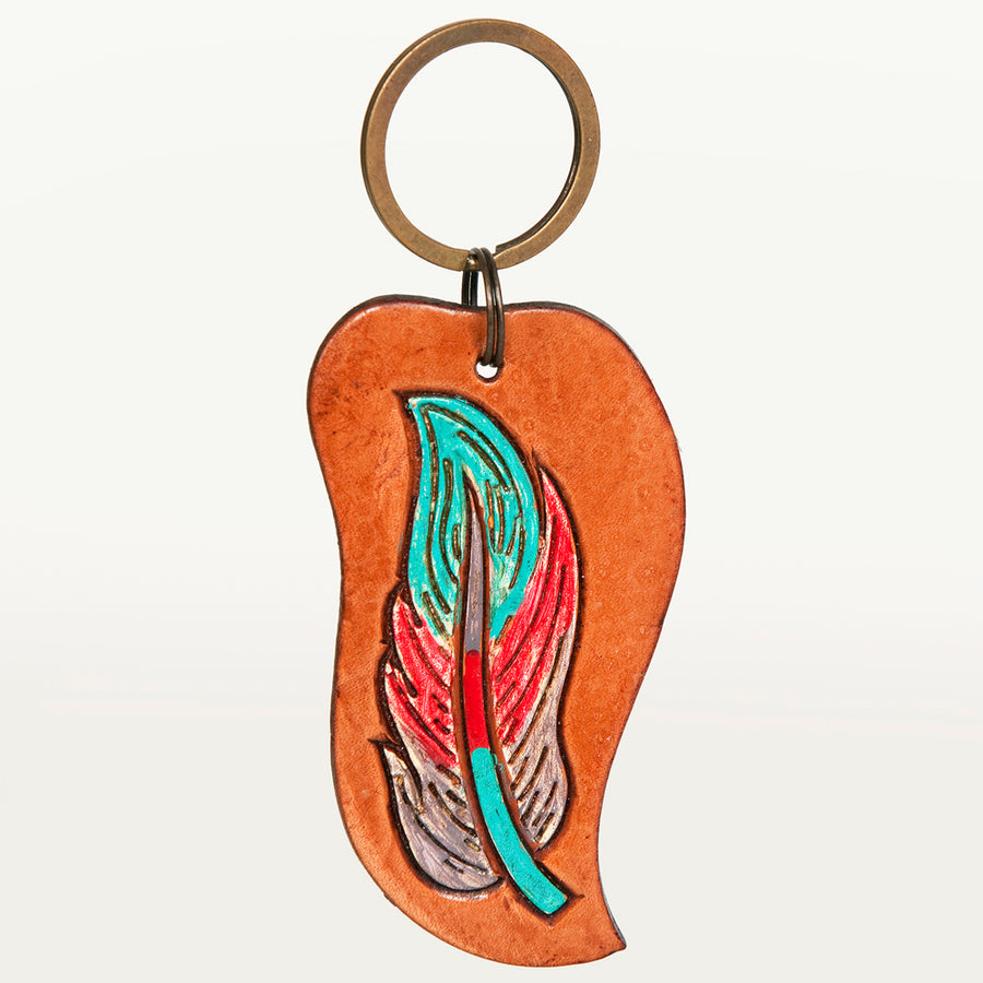 American Darling ADKR196 Hand Tooled Carved Genuine Leather Keyring – by Hilason – Cowboy and equestrian accessories