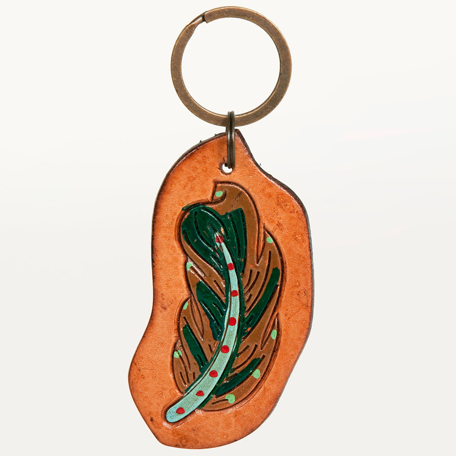 American Darling ADKR198 Hand Tooled Carved Genuine Leather Keyring – by Hilason – Cowboy and equestrian accessories