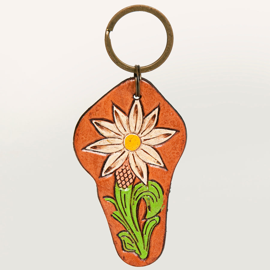 American Darling ADKR200 Hand Tooled Carved Genuine Leather Keyring – by Hilason – Cowboy and equestrian accessories