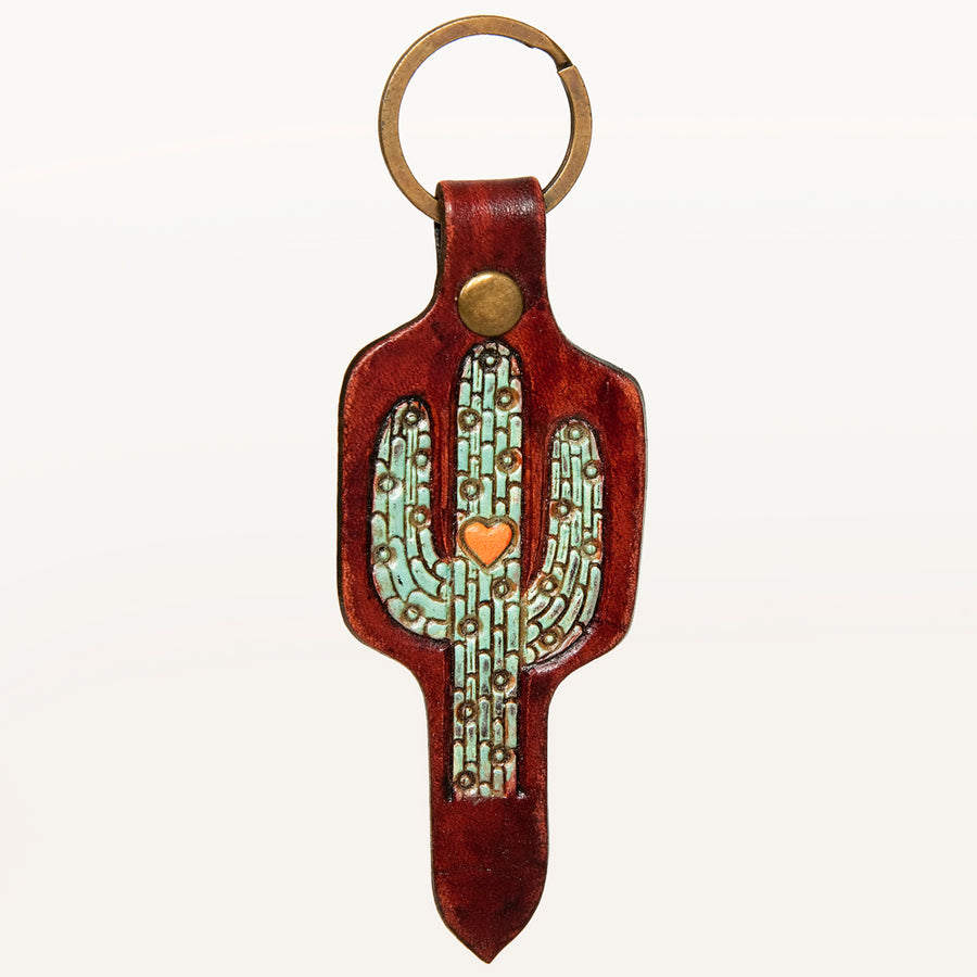 American Darling ADKR202 Hand Tooled Carved Genuine Leather Keyring – by Hilason – Cowboy and equestrian accessories