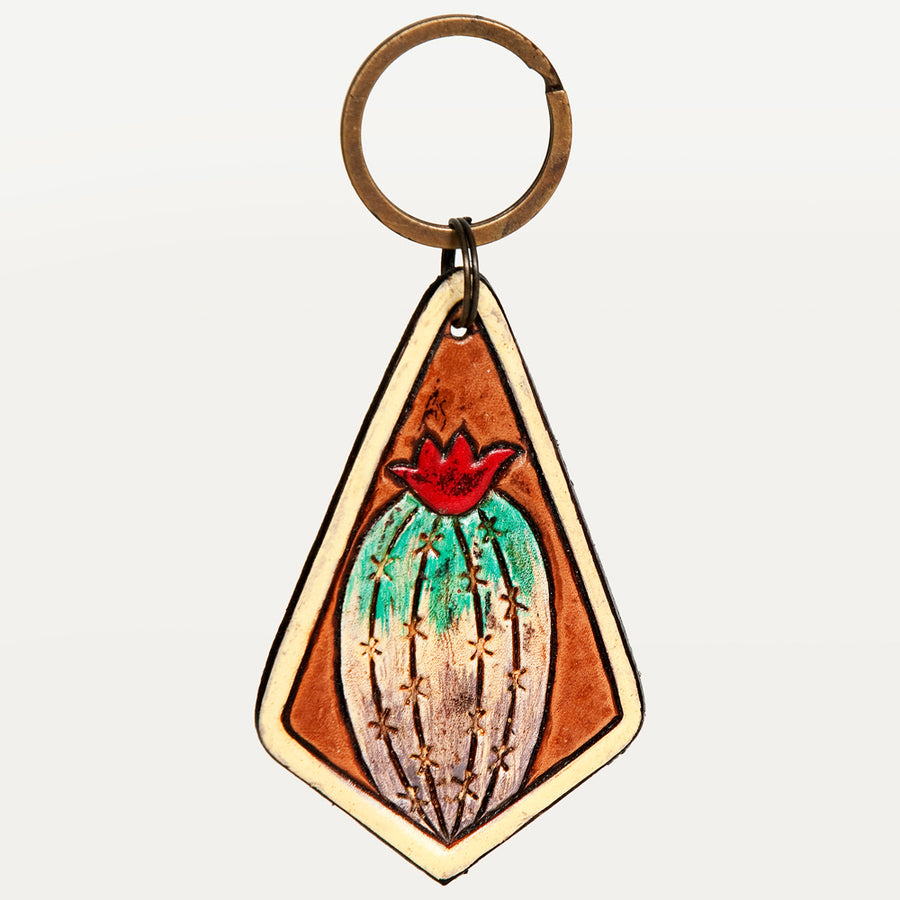 American Darling ADKR203 Hand Tooled Carved Genuine Leather Keyring – by Hilason – Cowboy and equestrian accessories