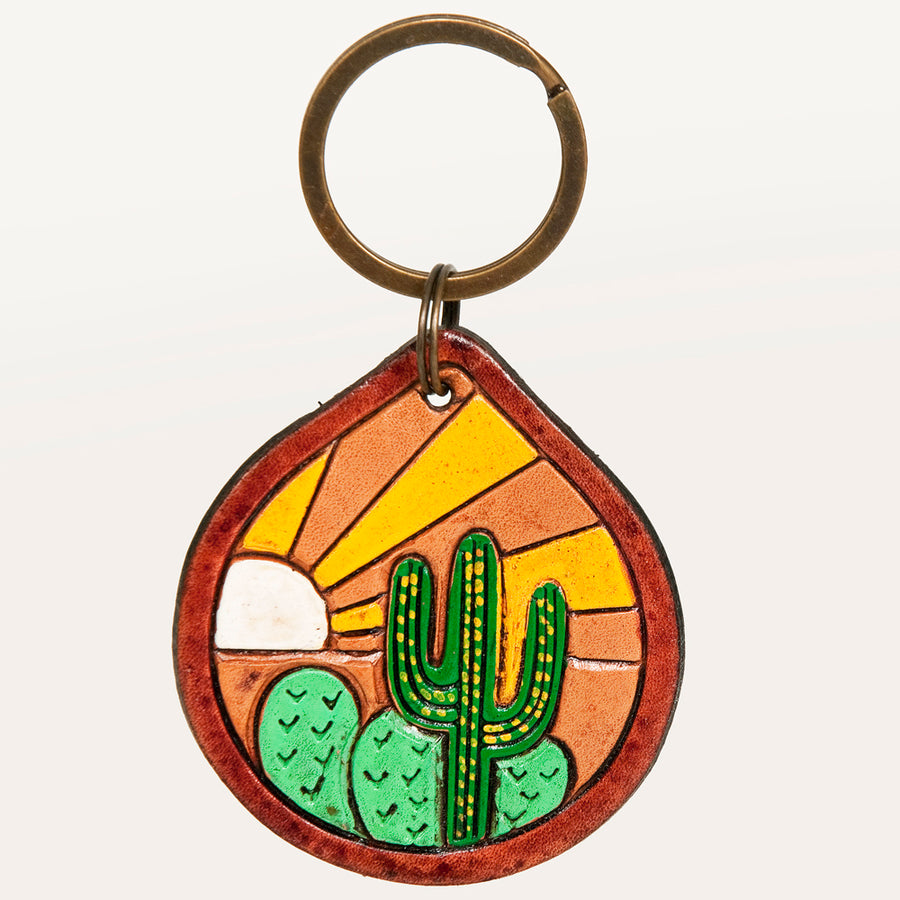 American Darling ADKR204 Hand Tooled Carved Genuine Leather Keyring – by Hilason – Cowboy and equestrian accessories