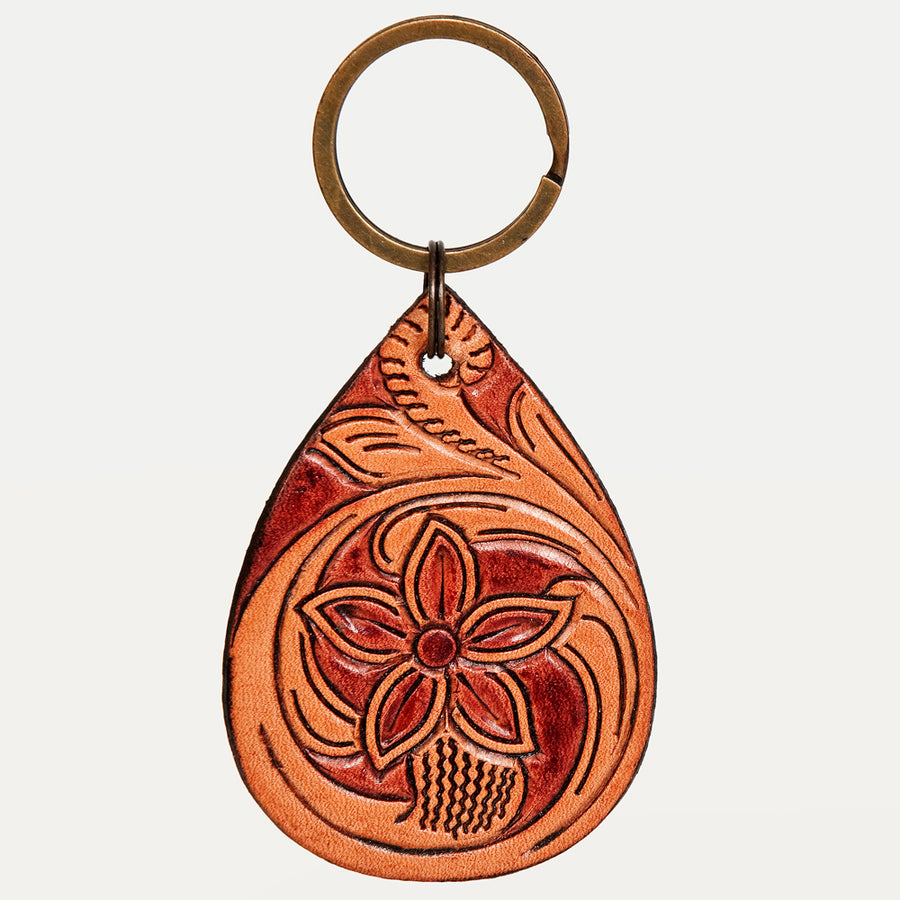 American Darling ADKR205 Hand Tooled Carved Genuine Leather Keyring – by Hilason – Cowboy and equestrian accessories
