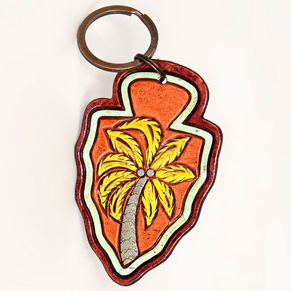 American Darling ADKR208 Hand Tooled Carved Genuine Leather Keyring – by Hilason – Cowboy and equestrian accessories
