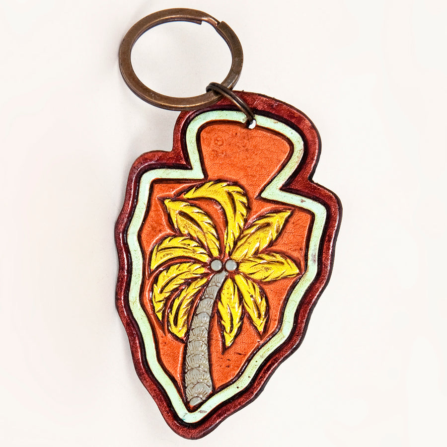 American Darling ADKR208 Hand Tooled Carved Genuine Leather Keyring – by Hilason – Cowboy and equestrian accessories