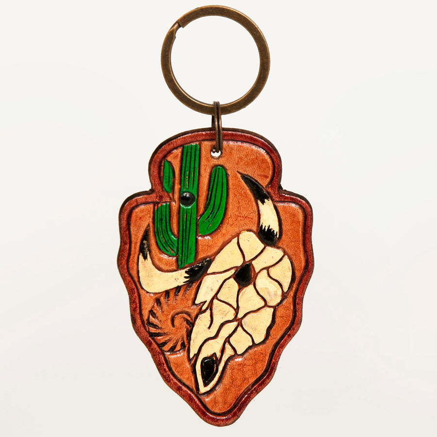 American Darling ADKR209 Hand Tooled Carved Genuine Leather Keyring – by Hilason – Cowboy and equestrian accessories