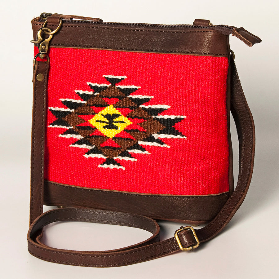 American Darling Large Cross body Bag Hand Woven Saddle Blanket Leather - Hilason