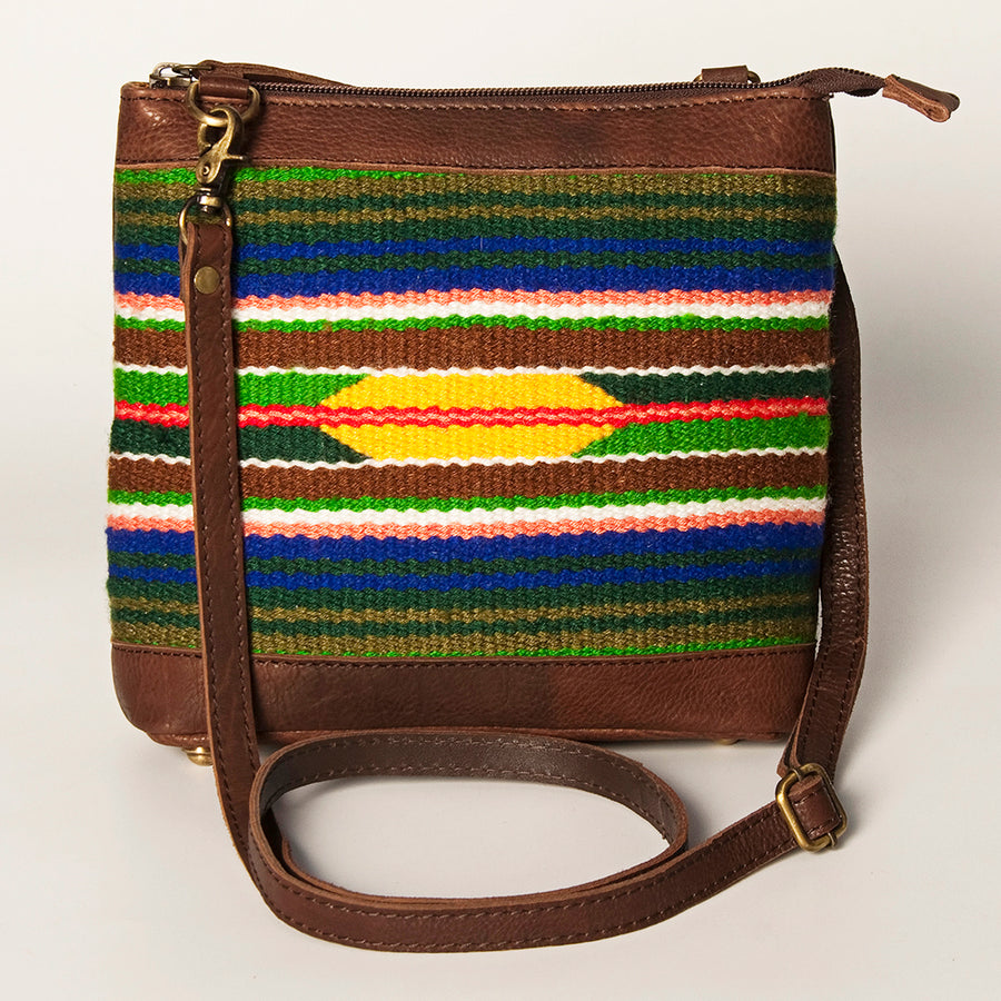 American Darling Large Cross body Bag for Women Hand Woven Saddle Blanket Vegetable-Tanned Genuine Leather YKK Zipper