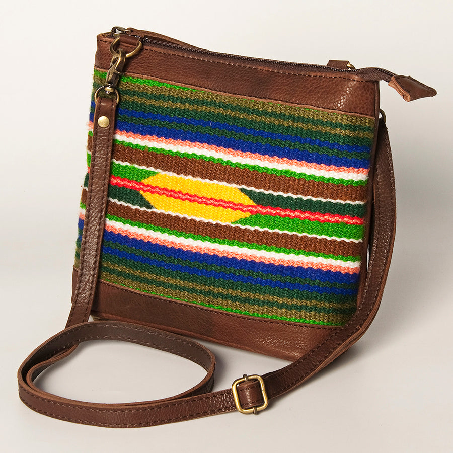 American Darling Large Cross body Bag Hand Woven Saddle Blanket Leather - Hilason