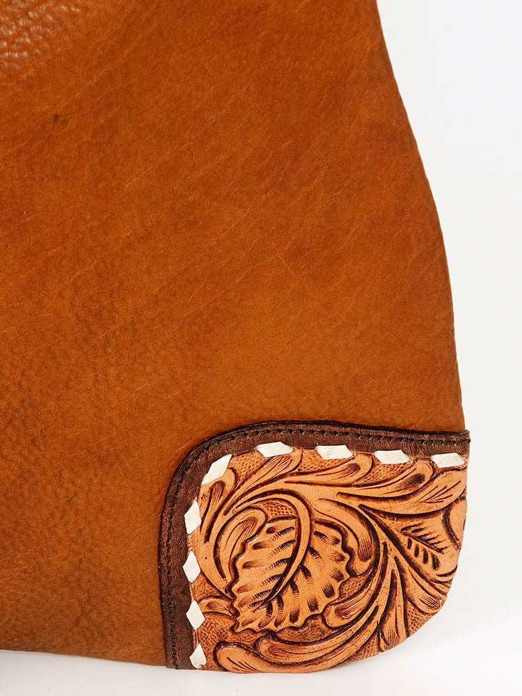 American Darling Women's Hobo Bag Hand Tooled Floral Carved Genuine Leather Buck Stitched Vegetable-Tanned YKK Zipper