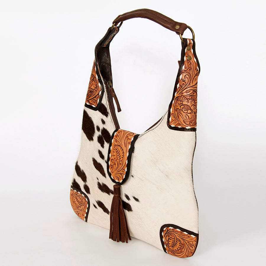 American Darling Women's Hobo Bag Hand Tooled Floral Carved Genuine Leather Buck Stitched Vegetable-Tanned YKK Zipper
