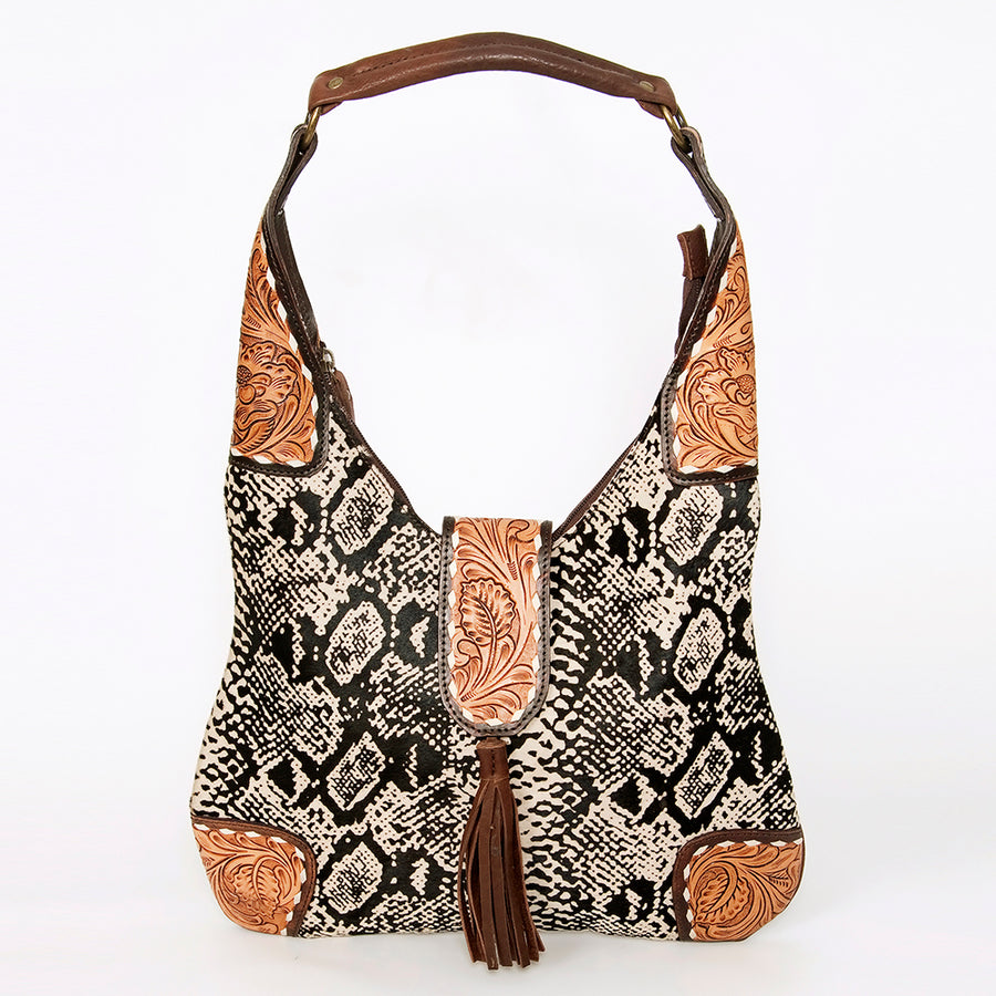 American Darling Women's Hobo Bag Hand Tooled Floral Carved Genuine Leather Buck Stitched Vegetable-Tanned YKK Zipper