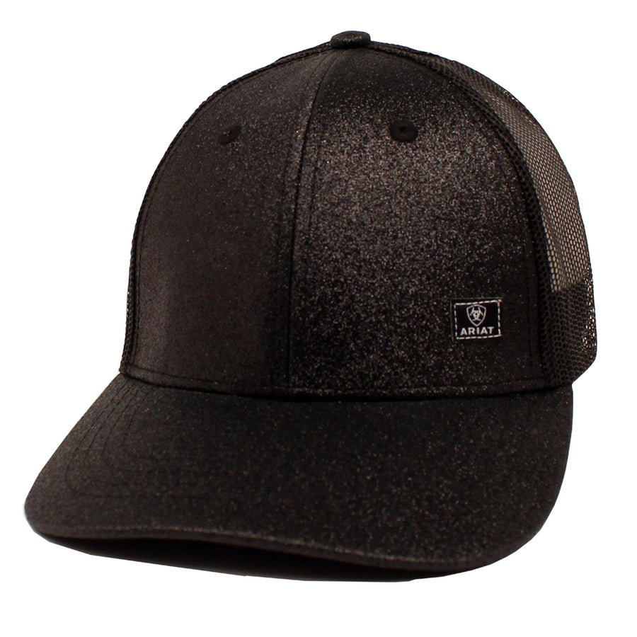 Ariat Offset Logo Glitter Messy Bun Snapback Cap Black by Hilason – Cowboy and equestrian accessories