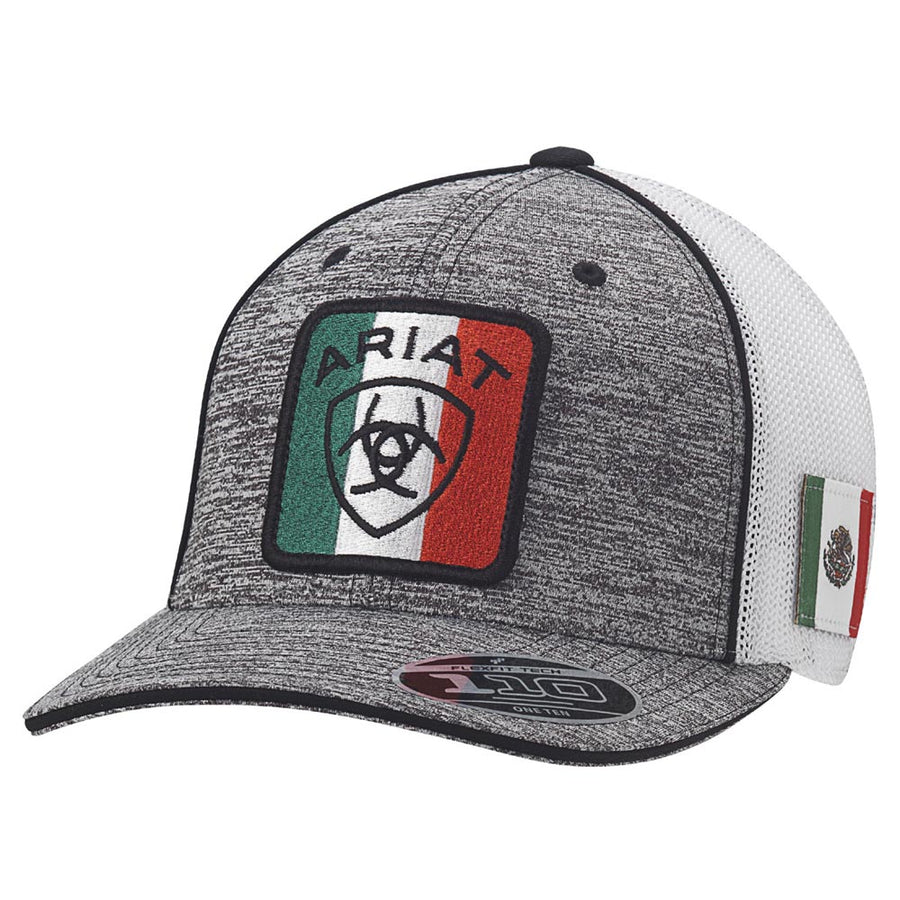 Ariat W. Mens Hat Baseball Cap Mesh Snap Mexican Flag Logo Grey – by Hilason – Cowboy and equestrian accessories