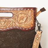 American Darling Clutch Hand Tooled Hair On Genuine Leather Women Bag Western Handbag Purse