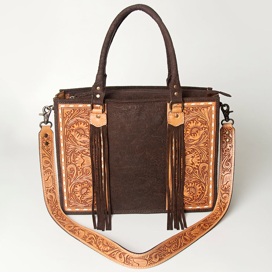 American Darling Briefcase Hand Tooled Hair On Genuine Leather Western Women Bag Handbag | for Cute Laptop