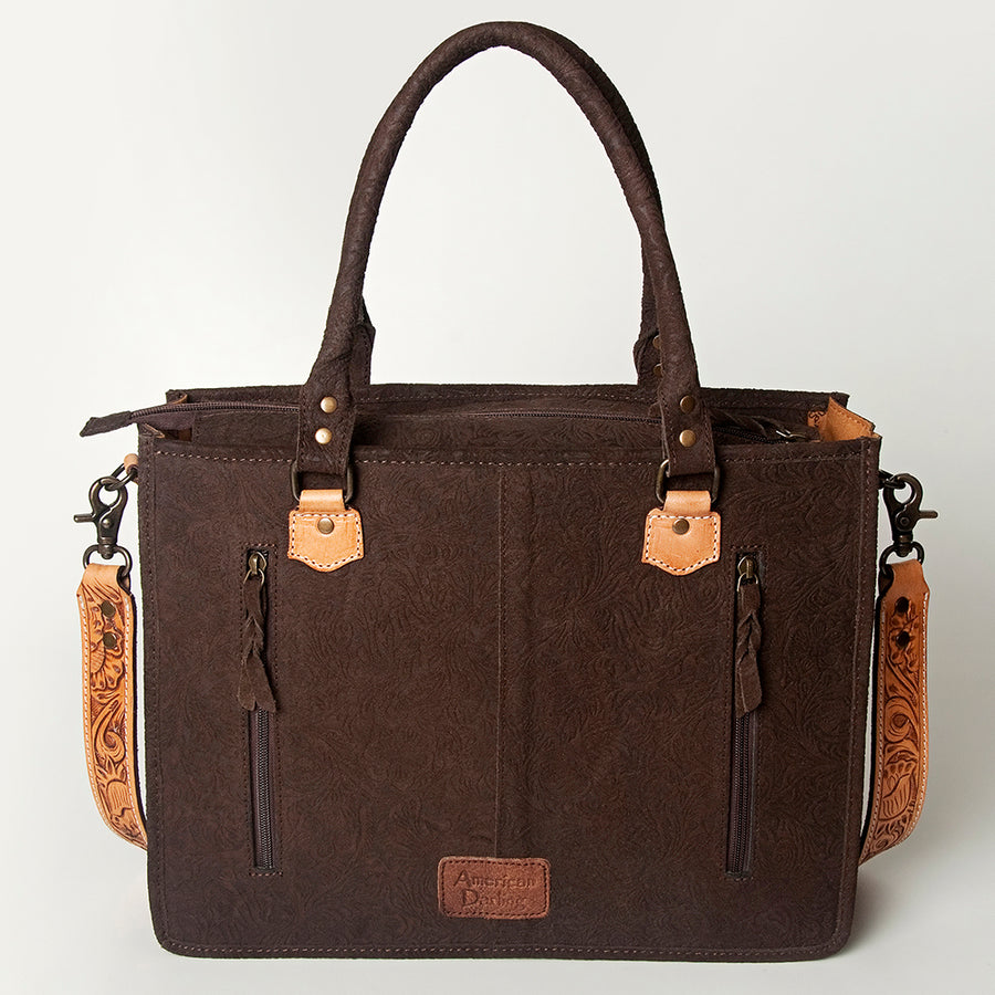 American Darling Briefcase Hand Tooled Hair On Genuine Leather Western Women Bag Handbag | for Cute Laptop