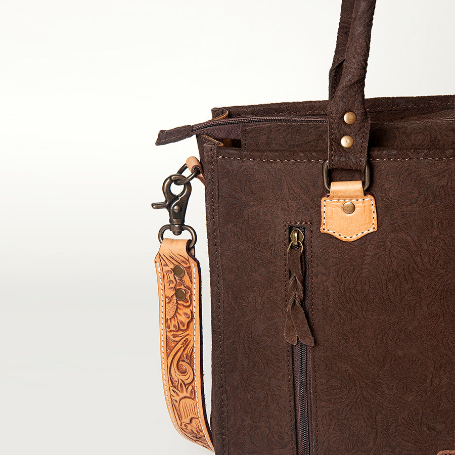 American Darling Briefcase Hand Tooled Hair On Genuine Leather Western Women Bag Handbag | for Cute Laptop