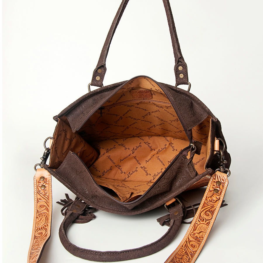 American Darling Briefcase Hand Tooled Hair On Genuine Leather Western Women Bag Handbag | for Cute Laptop