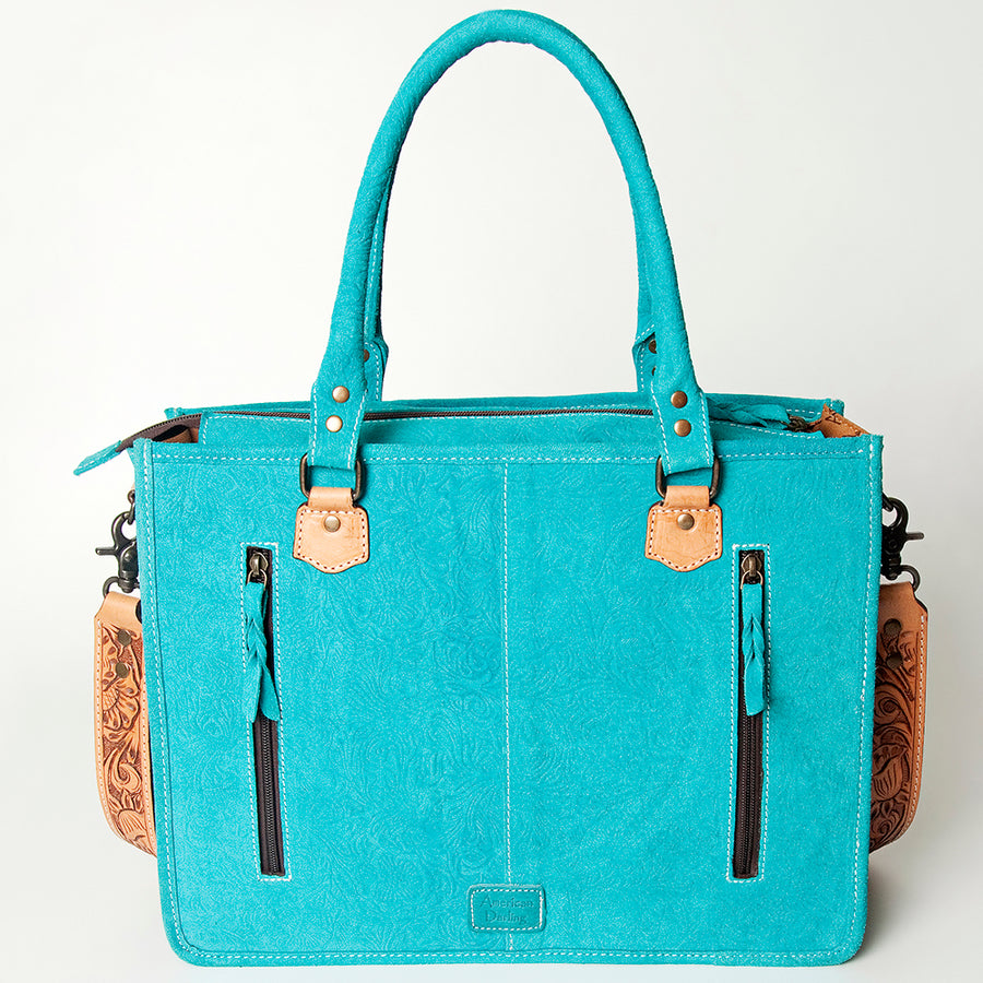 American Darling Briefcase Hand Tooled Hair On Genuine Leather Western Women Bag Handbag | for Cute Laptop