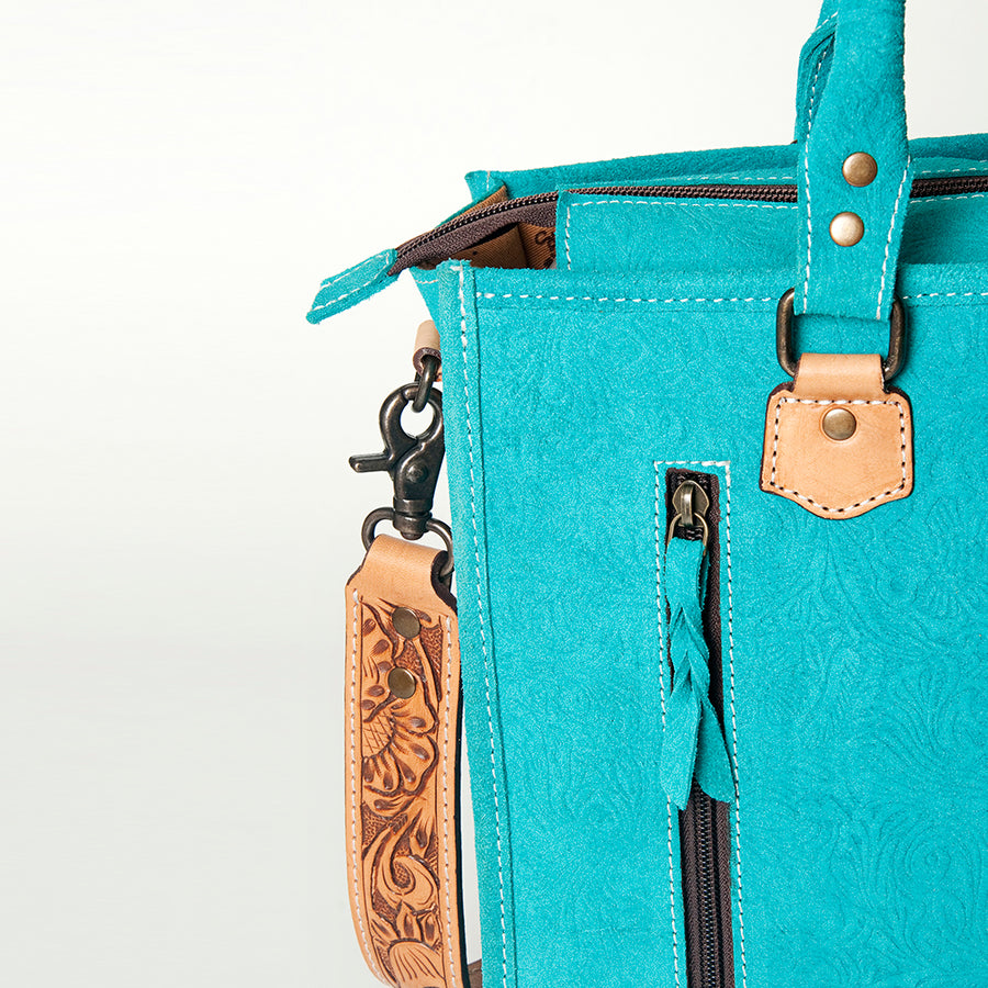 American Darling Briefcase Hand Tooled Hair On Genuine Leather Western Women Bag Handbag | for Cute Laptop