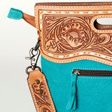 American Darling Clutch Hand Tooled Hair On Genuine Leather Women Bag Western Handbag Purse