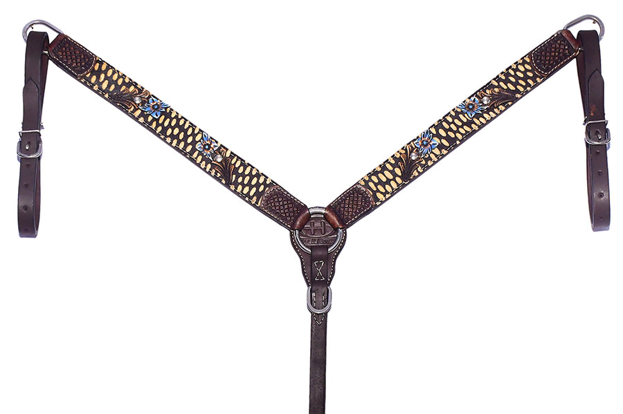 Bar H Equine American Leather Horse Saddle Tack Breast Collar Headstall Wither Strap Set