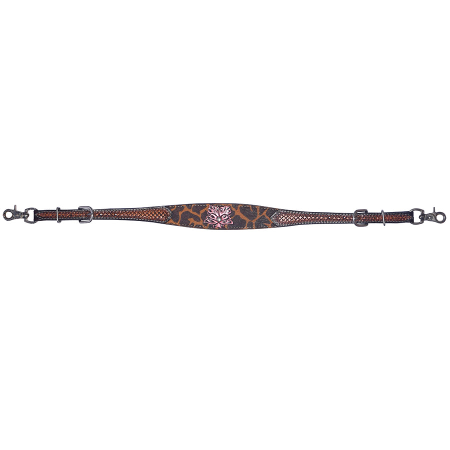 Bar H Equine Hand Tooled Leather Wither Strap Wither Strap Stainless Steel Hardware Brown - Uhorse