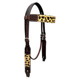 Bar H Equine Horse Leather Wild Cheetah Print Breast Collar