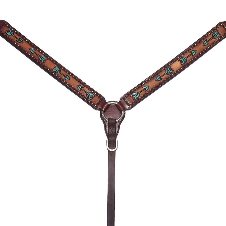 Brown leather breast collar with tooled design - Uhorse