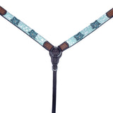 Bar H Equine Premium Hand Tooled Leather Stainless Steel Hardware Breast Collar Brown