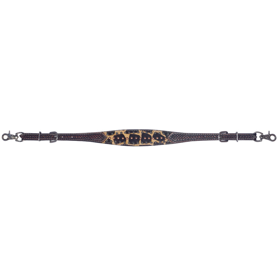 Bar H Equine Hand Tooled Leather Wither Strap Stainless Steel Hardware Brown - Uhorse