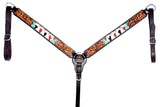 Bar H Equine American Leather Horse Saddle Tack One Ear Headstall | Breast Collar | Browband Headstall | Spur Straps | Wither Strap | Tack Set for Horses BER154