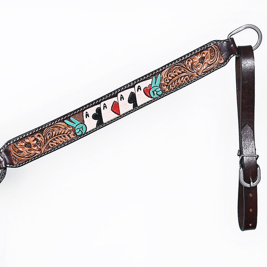 Bar H Equine American Leather Horse Saddle Tack One Ear Headstall | Breast Collar Browband Wither Strap Set for Horses BER154