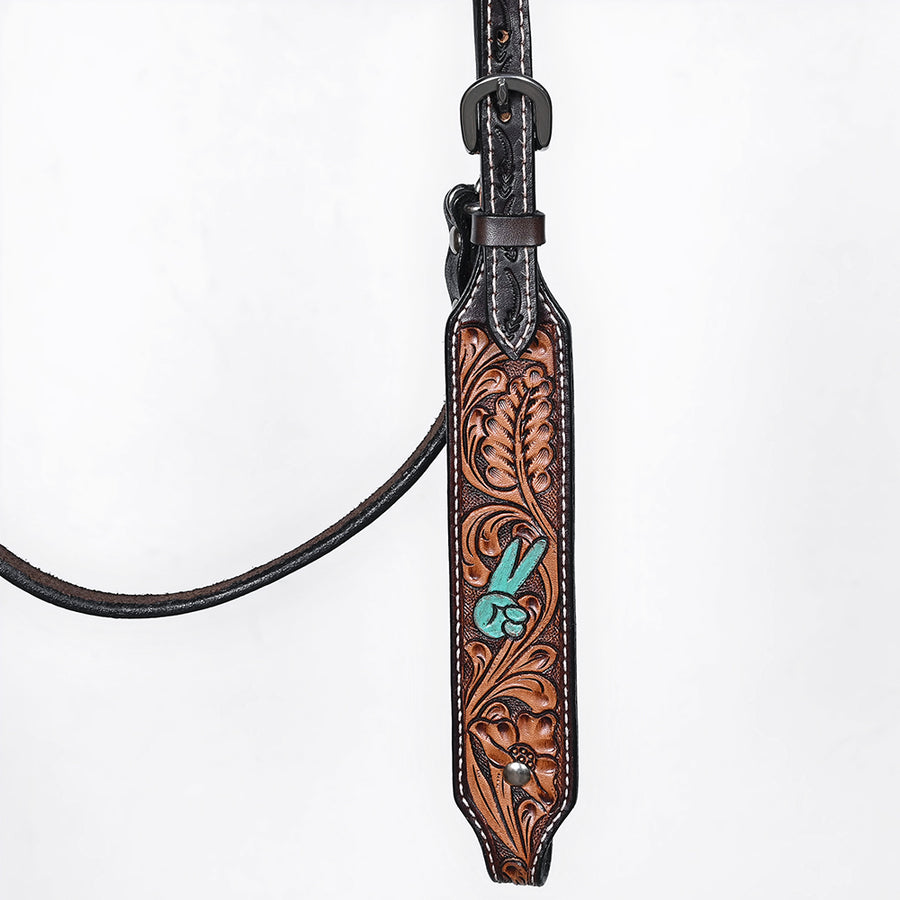 Bar H Equine American Leather Horse Saddle Tack One Ear Headstall | Breast Collar Browband Wither Strap Set for Horses BER154