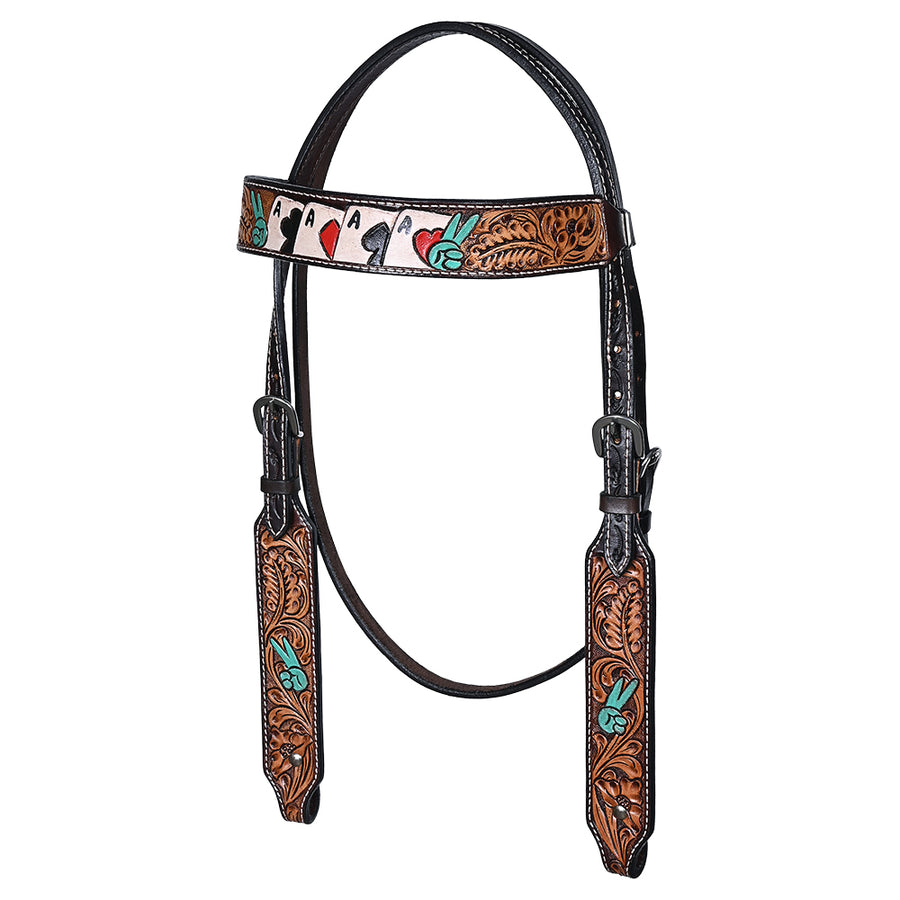 Bar H Equine American Leather Horse Saddle Tack Headstall | Browband Western for Horses - Uhorse