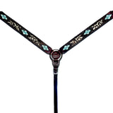 Bar H Equine Western Horse Floral Genuine American Leather Breast Collar Headstall Tack Set - Uhorse