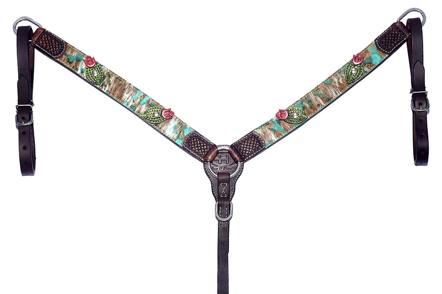 Bar H Equine American Leather Horse Saddle Tack One Ear Headstall Breast Collar Browband Wither Strap Set