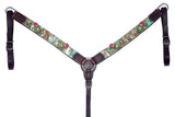 Bar H Equine Premium Hand Tooled Leather Stainless Steel Hardware One Ear Headstall Brown