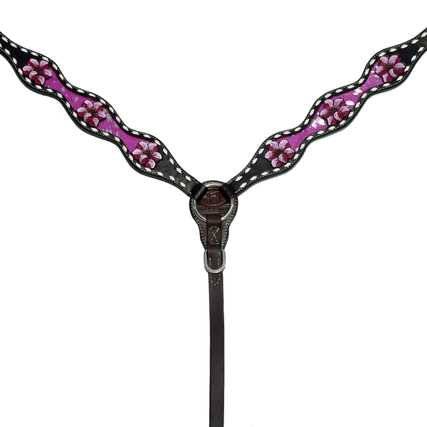 Bar H Equine Genuine Western American Leather Horse Headstall and Breast Collar Set - Uhorse